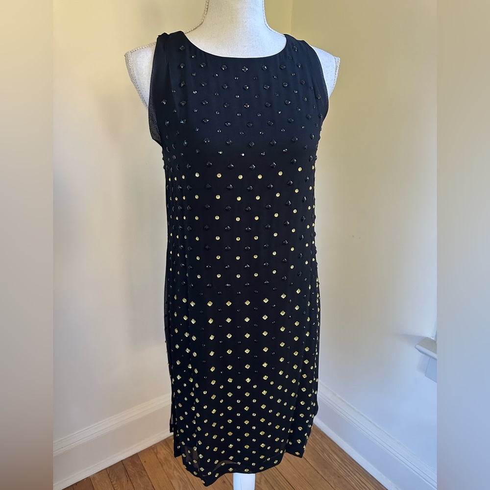 Diane von Furstenstenberg Black Beaded Silk Dress Size 4 NWT